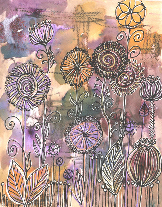 Original Watercolor Painting – Colorful Floral Fantasy – “Floral Fantasia” by Lyn Foley