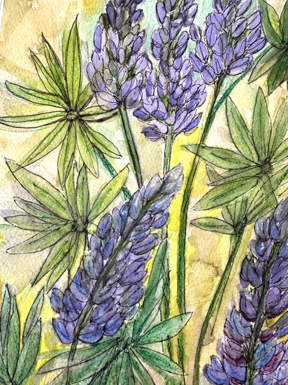 Original Watercolor Painting – Purple Lupine Wildflowers – “Lupines In Bloom” by Lyn Foley