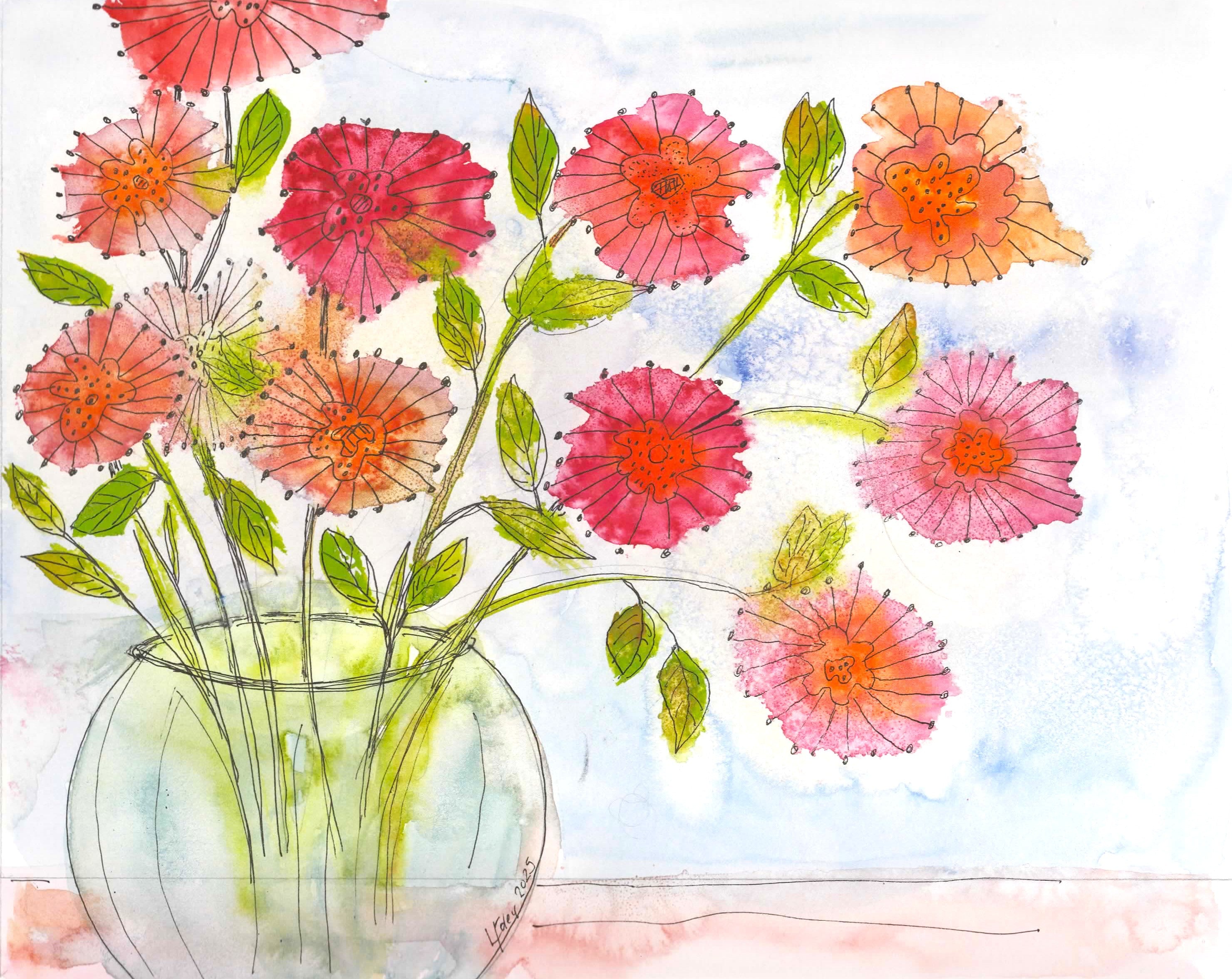 Original Watercolor Painting – Soft Floral Wildflowers – “Whispers of Nature” by Lyn Foley