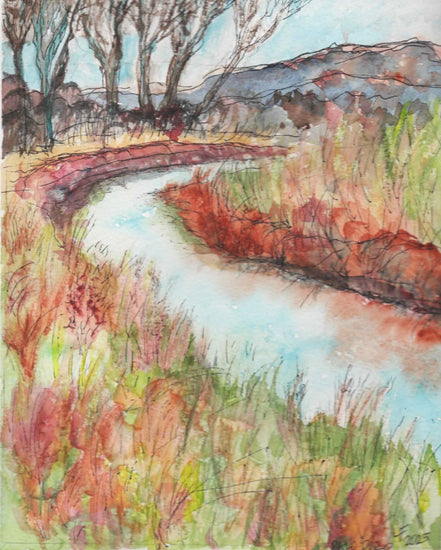 Original Watercolor Landscape Painting – Palo Duro Canyon Texas – “Along the Palo Duro” by Lyn Foley