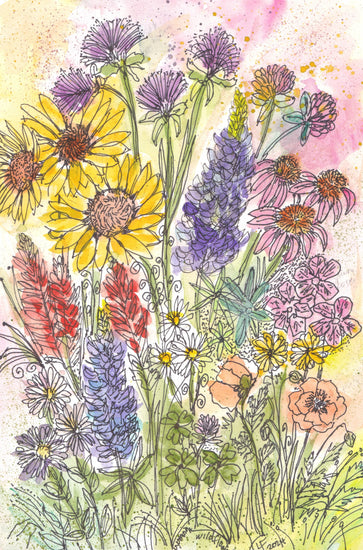 Sold Original Watercolor Painting – Wyoming Wildflower Bouquet – “Wyoming Wildflowers” by Lyn Foley