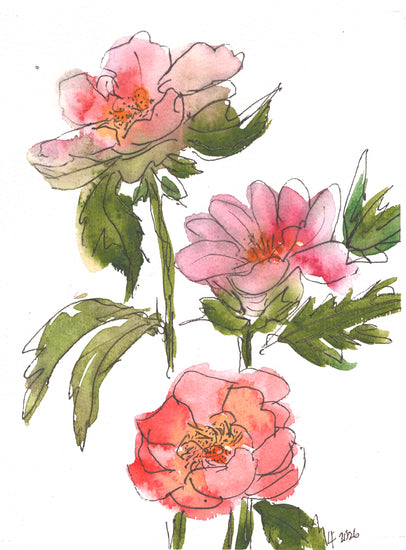 Bring a sense of calm and beauty to your home with "Softly in Bloom," an original pink floral watercolor by Wyoming artist Lyn Foley. Delicate blossoms and soft colors create a peaceful, timeless feeling.